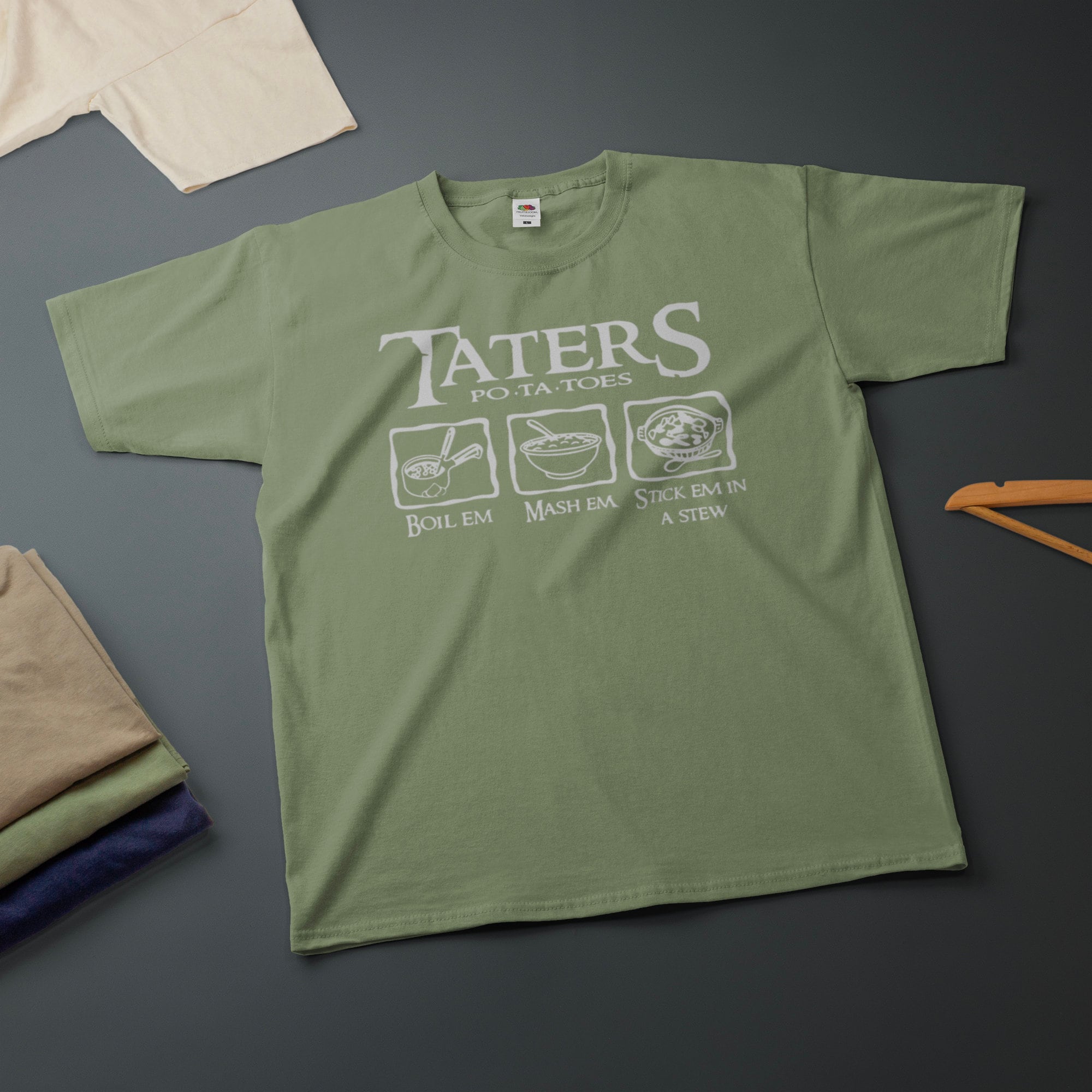 Taters Boil Em Mash Em Stew Em Printed T-Shirt Movie Enthusiast Funny Tee Various Sizes & Colours