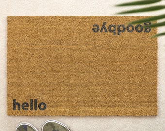 Brush Door Mat Hello Goodbye Funny Front Door Mat Custom Printed First Home Couple's Gift