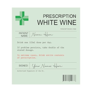 Personalised Prescription Wine Label Red White Rose Vinyl Sticker Funny Novelty Gift Birthday Anniversary image 10