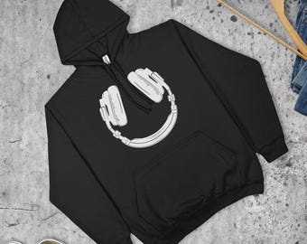 Smiley Face Headphones Hoodie Rave Acid House DJ Music Lover Gift | Various Sizes & Colours | Unisex Fit | Made in the UK