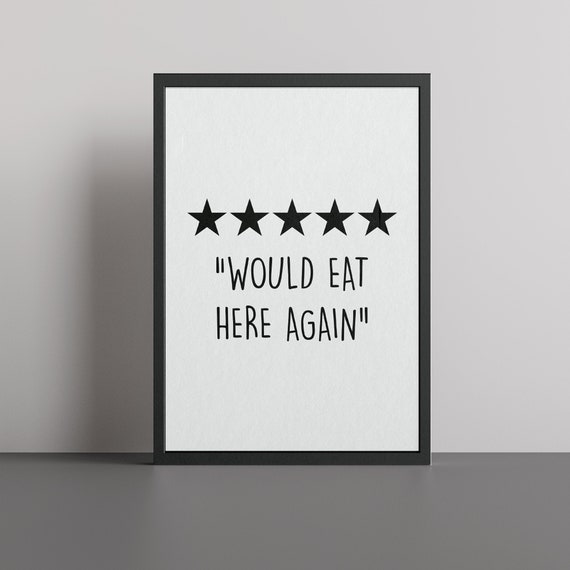 Kitchen Poster Wall Art Print Funny Kitchen Wall Would Eat Here Again Kitchen Poster Print - Available With Frame