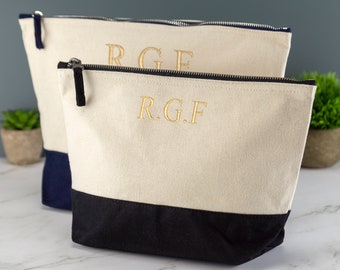 Borsa da bagno in tela personalizzata - Borsa da viaggio personalizzata con borsa da toilette ricamata