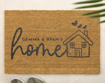 Brush Door Mat Personalised Front Door Mat Custom Printed First Home Couple&#39;s Gift Couple&#39;s Home