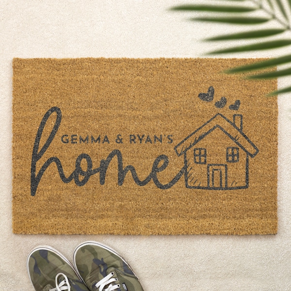 Borsteldeurmat Gepersonaliseerde voordeurmat Op maat bedrukt Eerste huis Cadeau voor stel Thuis