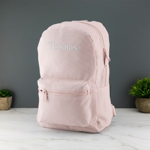 Personalised Kids Backpack Embroidered with Name Initials Choice of Colours School Bag with Adjustable Straps Powder Pink