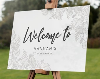 Letrero de bienvenida personalizado para eventos, impresión acrílica con follaje, decoración para la entrada del evento - Diseño 1