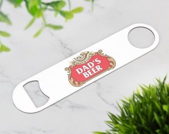 Personalised Beer Bottle Opener Bar Blade Dads Beer Bottle Opener Printed Stainless Steel - Design 4