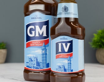 Etiqueta adhesiva de vinilo personalizada para salsa marrón, regalo divertido y novedoso para cumpleaños y aniversario