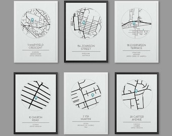 City Street Map Location Poster Print Capital City Travel Explorer Village Town City View Frame Available