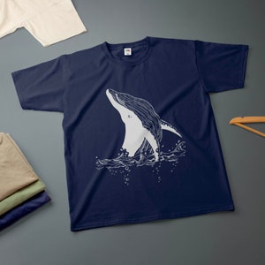 Wal Tusche Zeichnung T-Shirt verschiedene Größen & Farben Tee