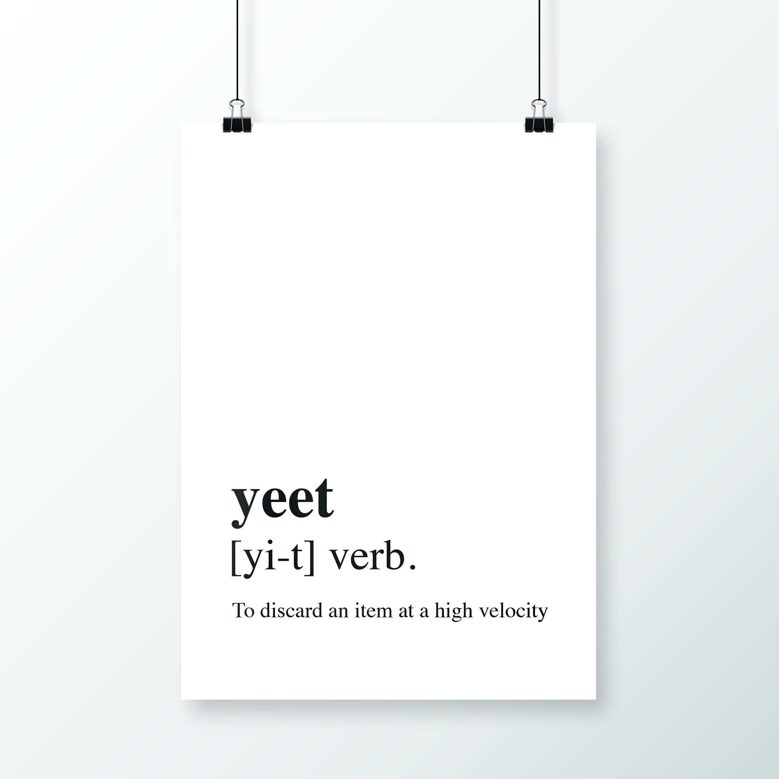 Yeet Definition Print Personalised Wall Art Print Dictionary | Etsy