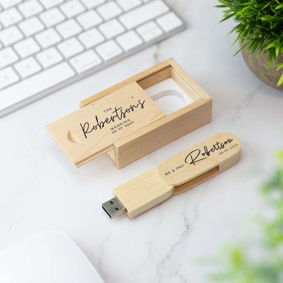 Custom Printed Wooden USB Box Flash Drive 64GB Storage Wedding Etsy UK