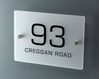Frosted Acrylic House Number Sign Personalised Printed Acrylic Wall Address Signage Plaque