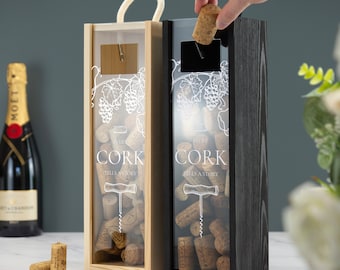 Caja de ahorro de corcho personalizada, marco de caja de memoria de corcho de vino, regalo de coleccionista de corcho de champán Prosecco