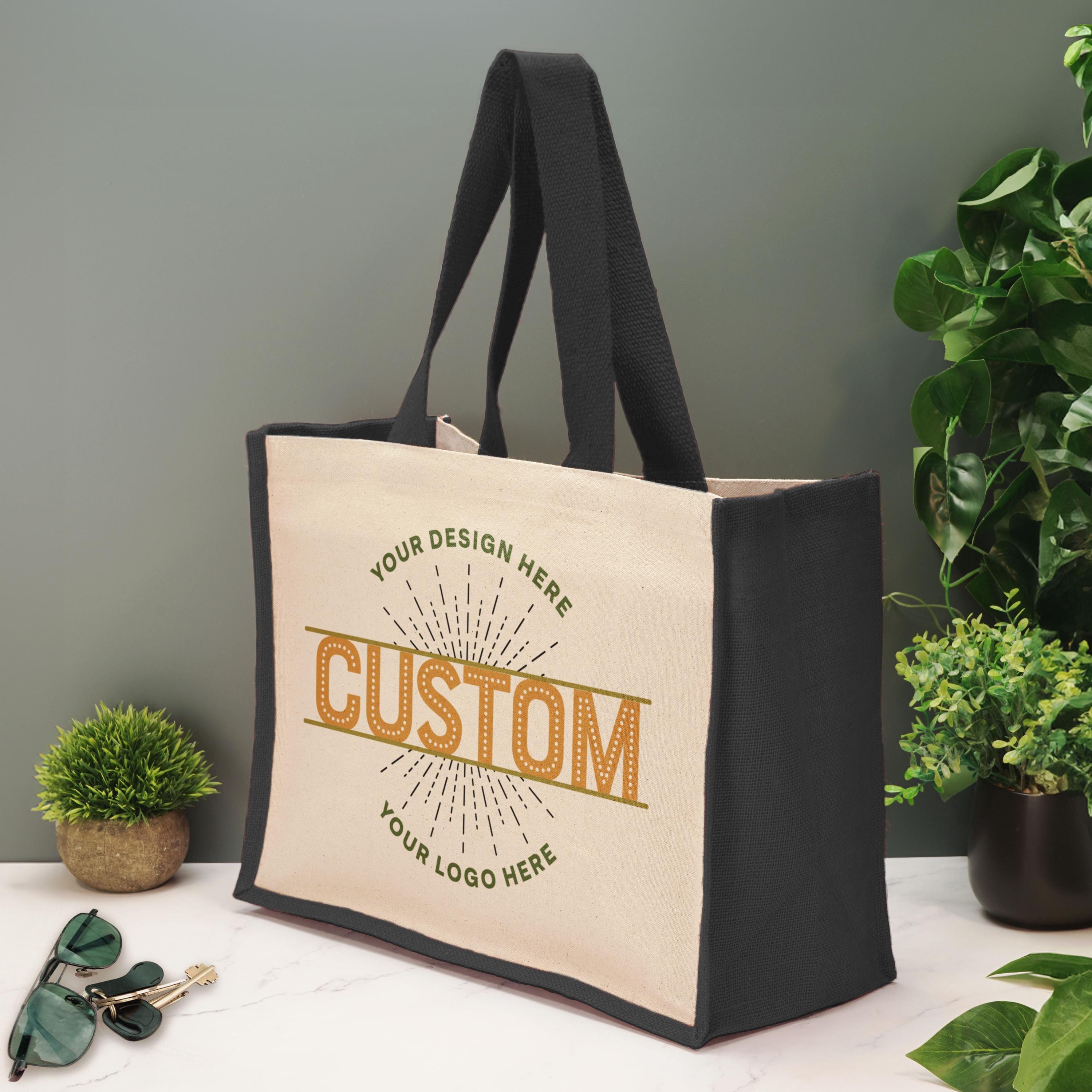 Custom Logo Tote Bag Business Logo Large Jute Shopping Bag Corporate Gift Small Business Merchandise