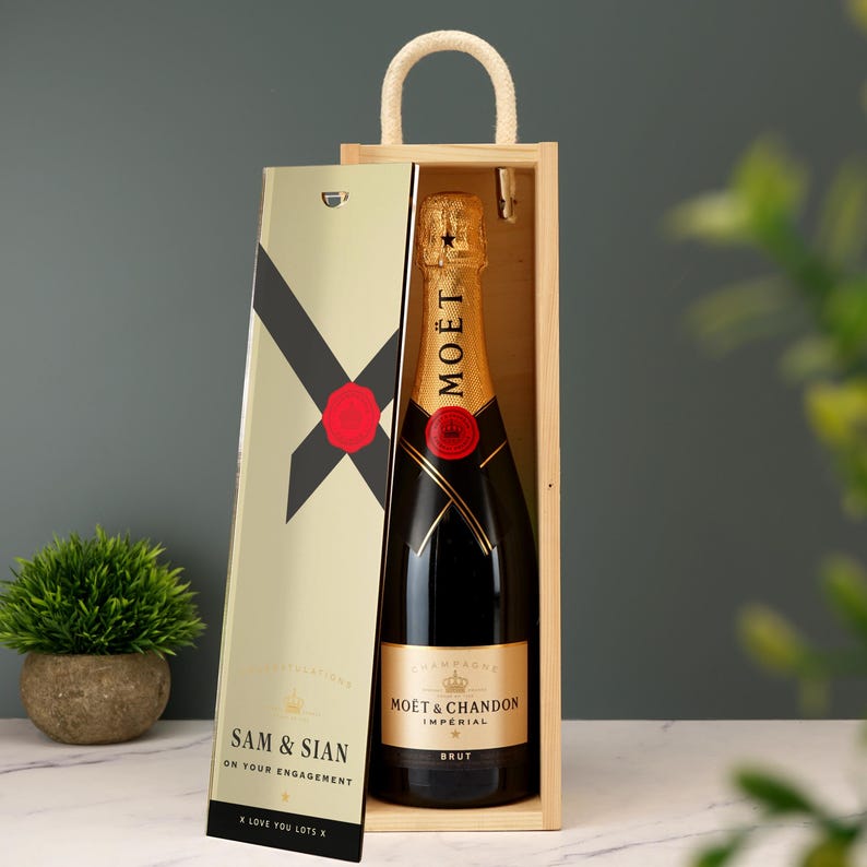 Personalised Champagne Wine Gift Box Custom Printed Birthday Christmas