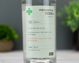 Personalised Prescription Vodka Label Vinyl Sticker Decal