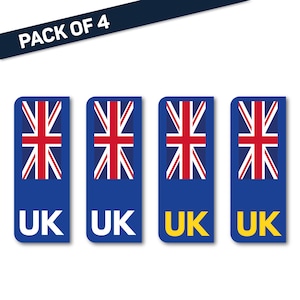 4x UK Registration Number Plate Car Stickers for European Roads Travel Abroad British Vehicle Decals Self Adhesive Caravans Trailer