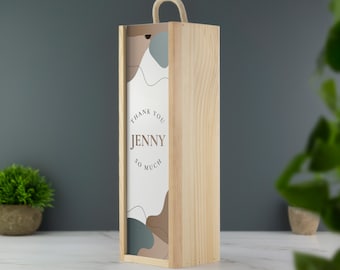 Personalised Wine Box Custom Printed Thank You Gift Weddings Anniversary Bridesmaid Groomsmen Birthdays