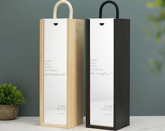 Pairs Well With A Pregnancy Announcement Wine Gift Box Custom Printed Auntie Uncle Grandparents Godparents