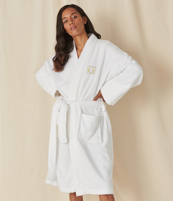 Peignoir de bain brode personnalise Peignoir de chambre personnalise Peignoir en eponge avec monogramme initial Etsy France