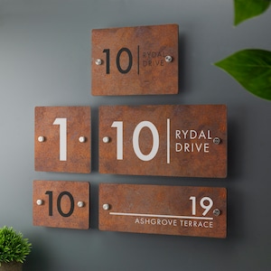 House Number Sign Printed Rust Effect Address Signage - Rusty Effect Acrylic - Multiple Sizes Available