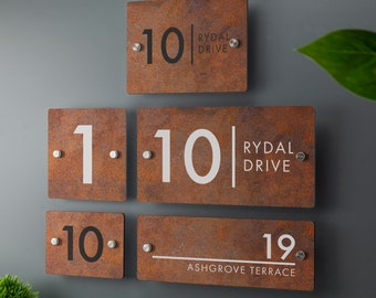 House Number Sign Printed Rust Effect Address Signage - Rusty Effect Acrylic - Multiple Sizes Available