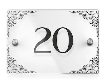 Vintage House Number Sign Printed Address Signage Scroll Border Classic Home Sign Plaque