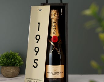 Milestone Birthday Wine Gift Box Birth Year Custom Printed Personalised Birthday Present Christmas Valentines Anniversary Engagement Gift