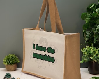 I Have The Munchies Tote Bag Funny Novelty Jute Shopping Bag Retro Green Slogan Snack Lover Gift Reusable Eco Bag Birthday Christmas Gift