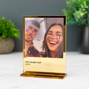 Personalised Photo Print Plaque With Custom Message Gold Mirror