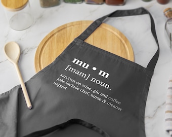 Mum Printed Apron Baking Dictionary Definition Home Cooking Chef Multiple Colours Available