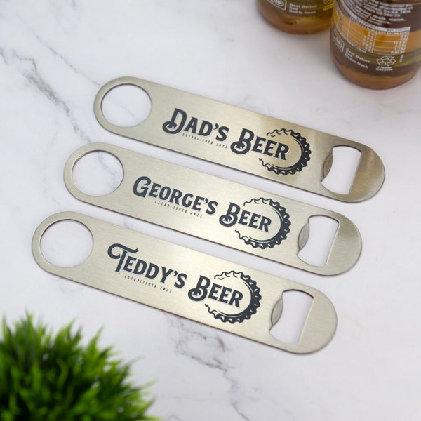 Personalised Bottle Cap Style Beer Bar Blade Dads Beer Bottle Opener Printed Stainless Steel