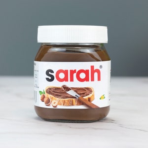 Personalisierte Schokoladenaufstrich LABEL VINYL STICKER Lustige Neuheit Geschenk Geburtstag Jahrestag Chocolate Spread