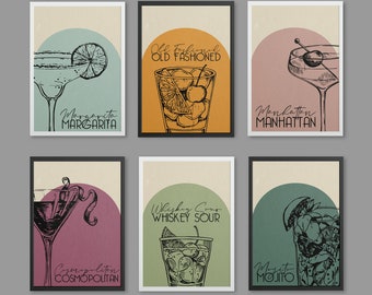 Affiche cocktail vintage des années 1920 style boisson art déco - disponible avec cadre