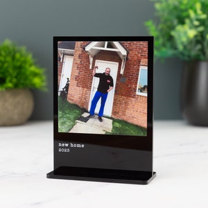 Personalised Photo Print Plaque With Custom Message Black