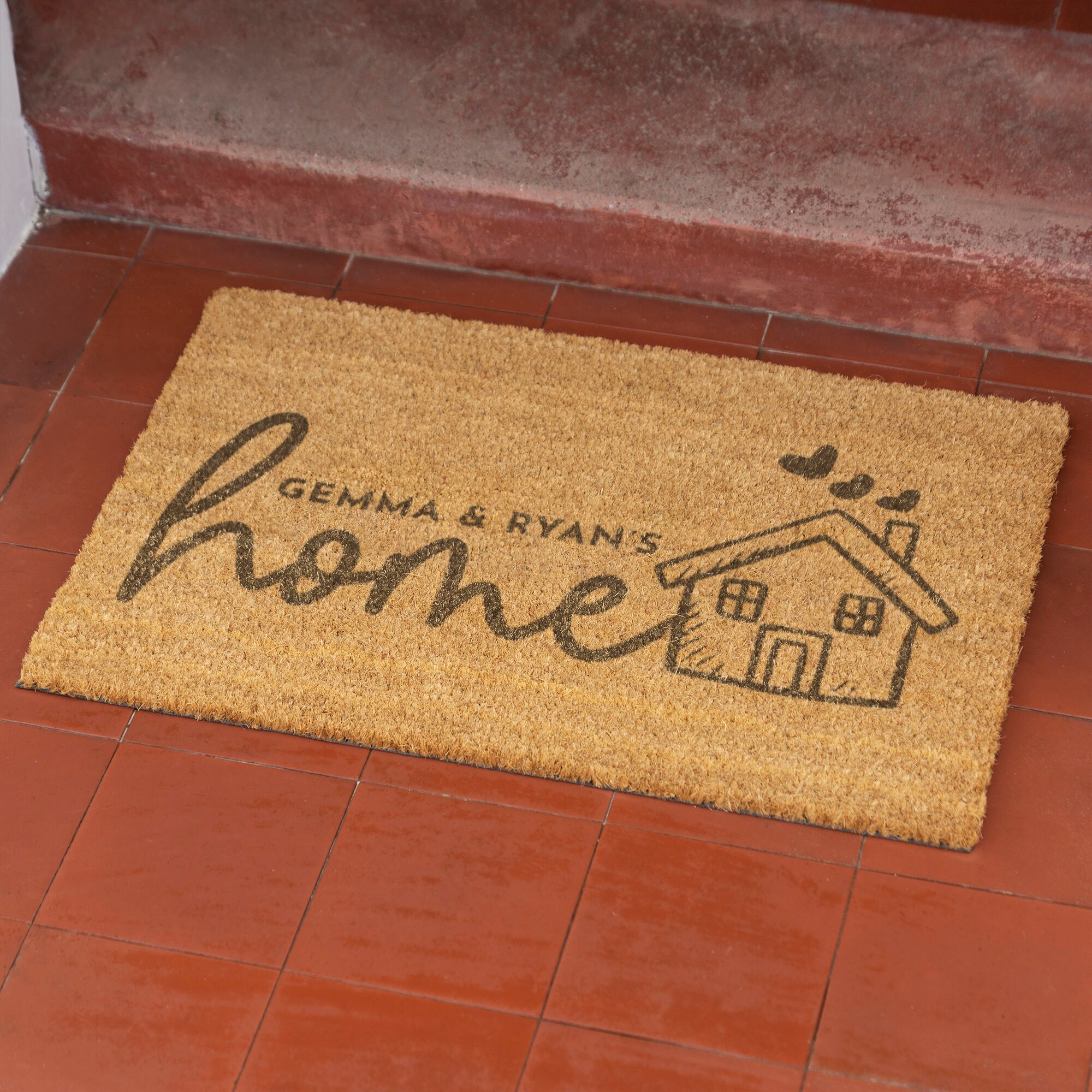 Brush Door Mat Personalised Front Door Mat Custom Printed First Home Couple S Gift Modern Address P4414730