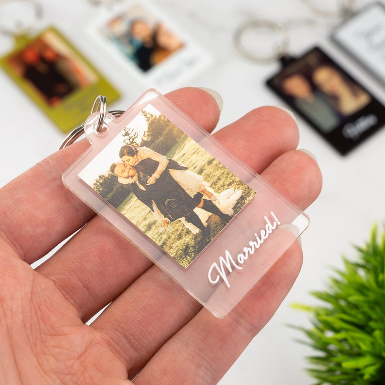 Personalised Photo Keyring Custom Message Keychain Boyfriend Girlfriend Valentines Music Love Birthday Wedding Christmas zdjęcie 3