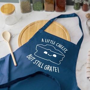 A Little Cheesy Printed Apron Funny Cooking Baking Home Chef Cheese Lover Multiple Colours Available