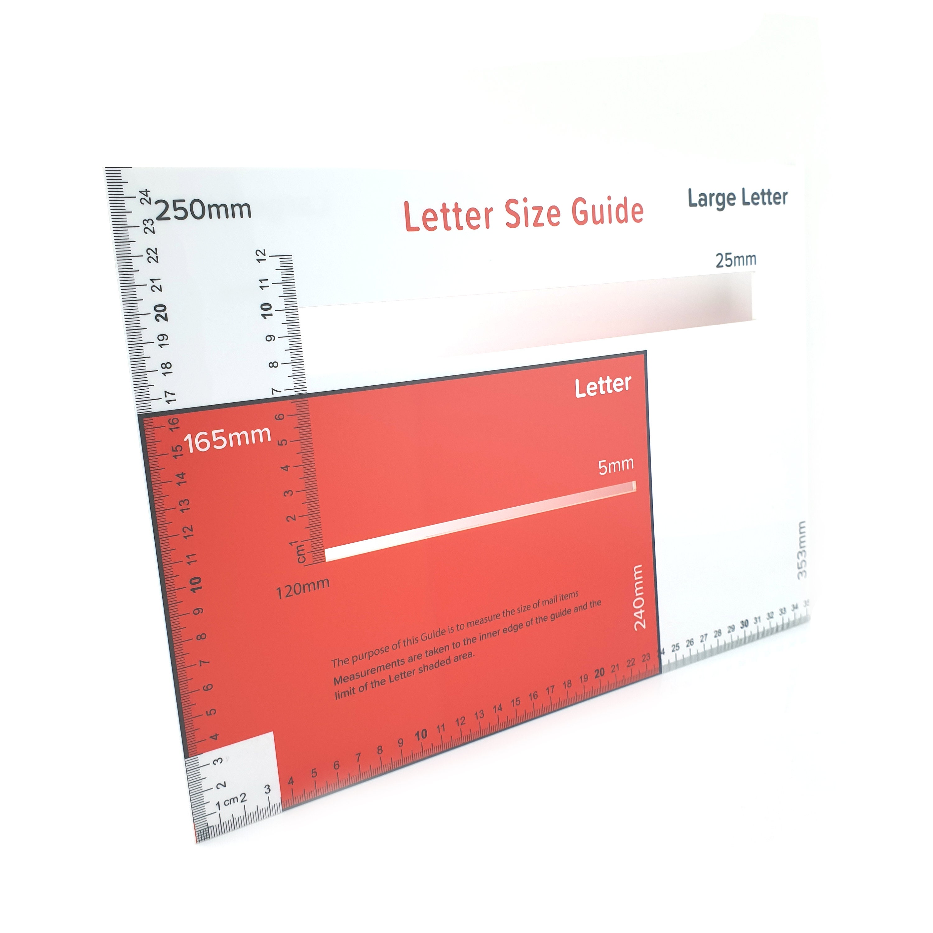 Royal Mail Size Guide – Red/White Postage Ruler PPI PIP Template For Letters & Parcels