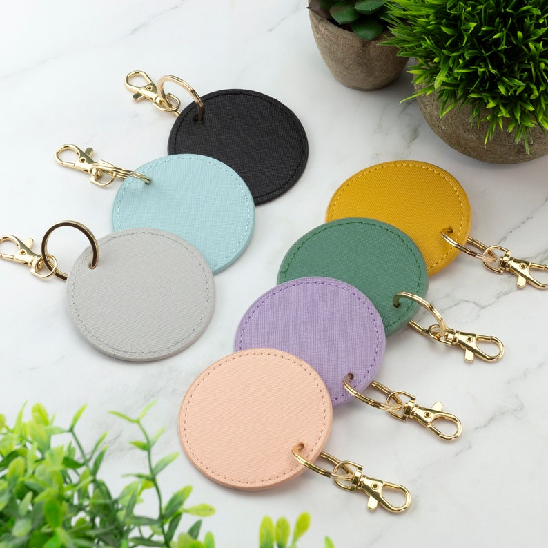 Personalised Keyrings Vegan Leather Keychain Choice of Colours Customised with Initials or Name image 8