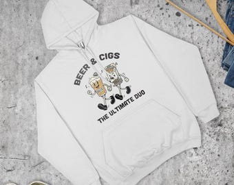 Beer And Cigs Hoodie Funny Pub Night Out Drinking Humour Gift Top | Various Sizes & Colours | Unisex Fit | Made in the UK