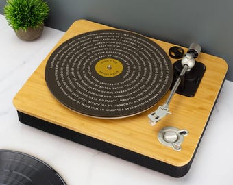 Personalised Song Lyrics Vinyl Slip Mat Spiral Text Custom Record DJ Slipmat Turntable Mat 12" 7" Record Player Gift