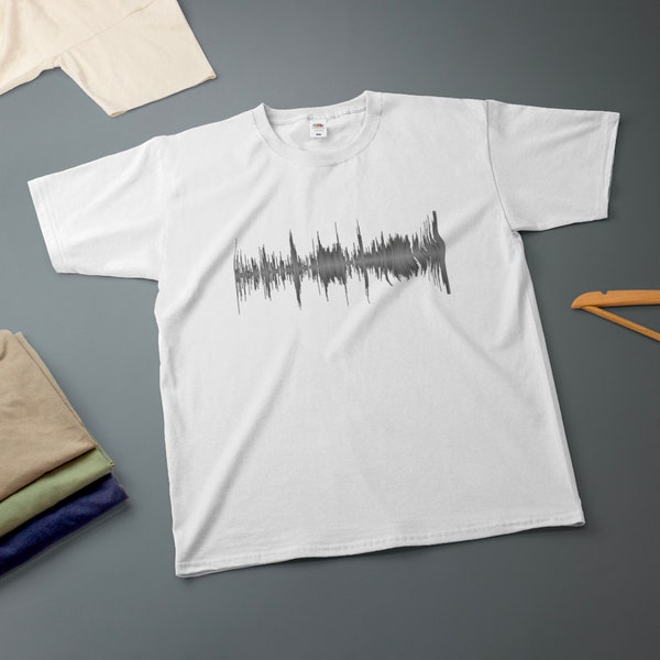 Personalised Soundwave T-Shirt Horizontal or Circle Design Various Sizes & Colours