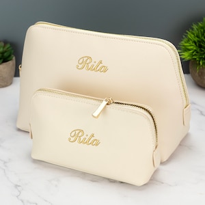 Personalisierte Make-Up-Accessoire-Tasche bestickte Kosmetiktasche Reisetasche Brautjungfer Geschenk, Geburtstagsgeschenk, Geschenk für sie, Geschenk für Mama