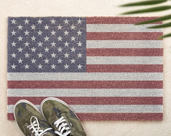 American Flag Door Mat USA Flag Doormat Indoor Front Welcome Entrance Coir Mat