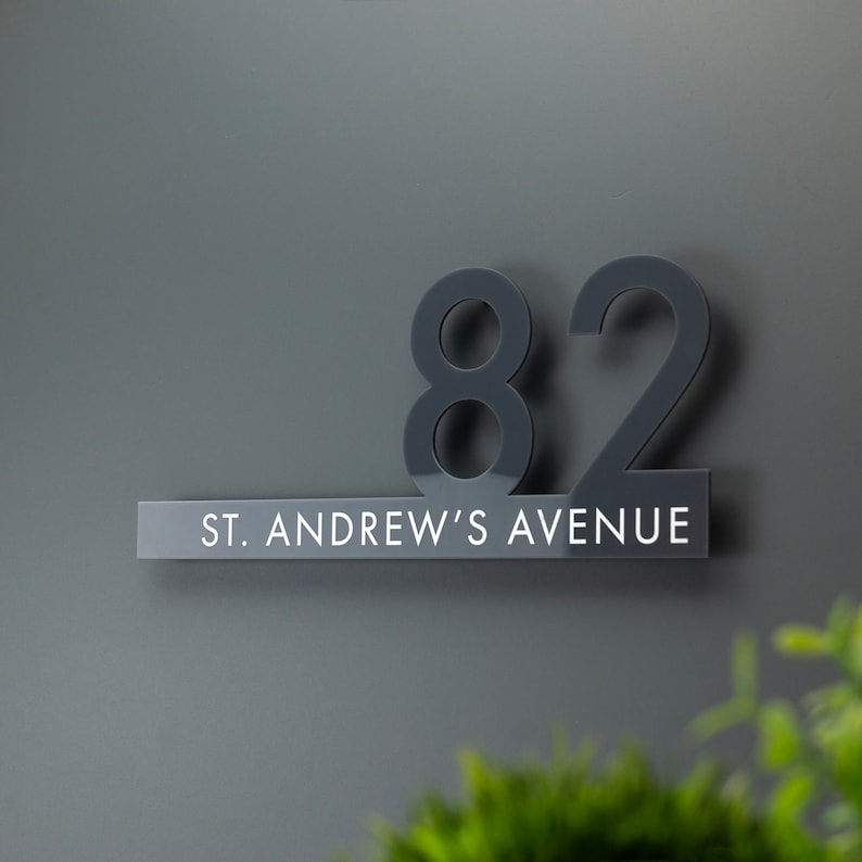 Contemporary Cut Out Modern House Number Sign Printed Address Signage Matt & Gloss Finishes image 6