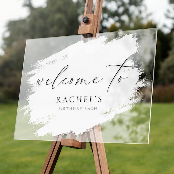 Personalised Event Welcome Sign Paint Brush Stroke Acrylic Poster Print Entrance Event Decor - Design 5