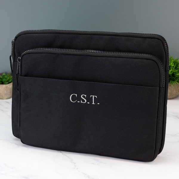 Personalised Slimline Laptop Cover Case Embroidered with Initials Custom Bag Lightweight Sleeve