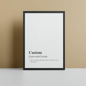 Custom Definition Poster Print Personalised Wall Art Print Dictionary Definition Print - Available With Frame
